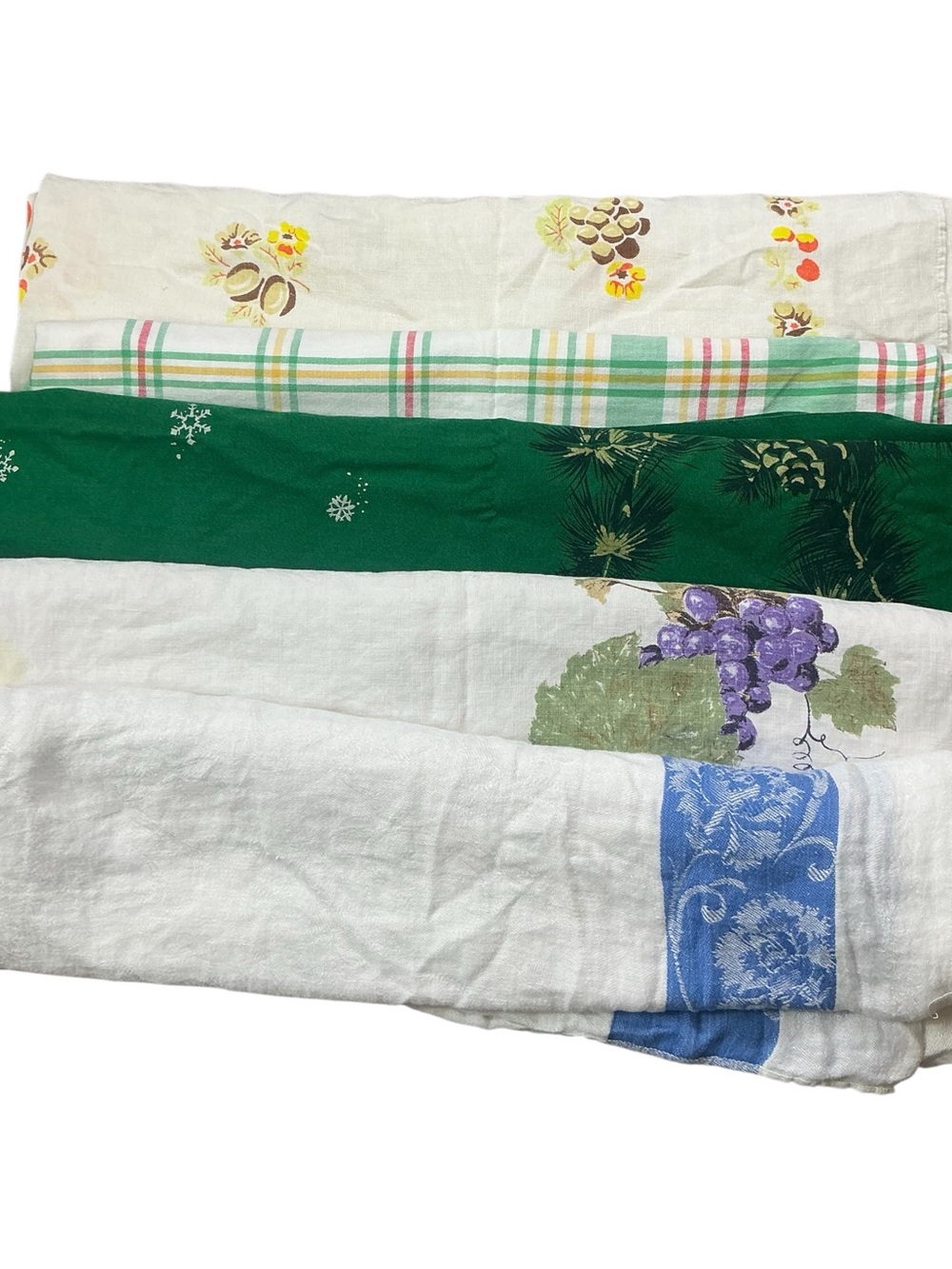 Vintage tablecloth cotton/linen mid-century bundle set of five